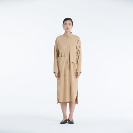 BEIGE POCKET LONG SHIRT