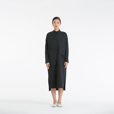 BLACK POCKET LONG SHIRT