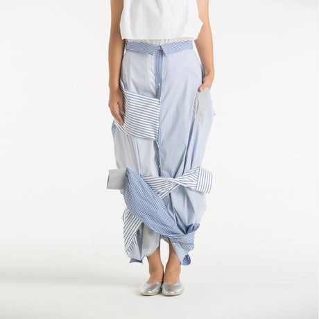 BLUE STRIPED WOVEN SKIRT