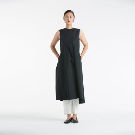 BLACK COTTON LONG VEST