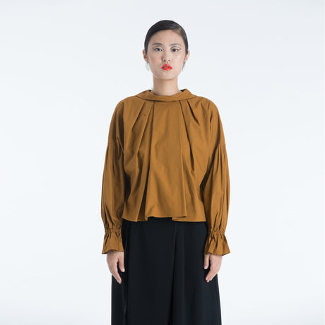 BROWN PLEATED TOP